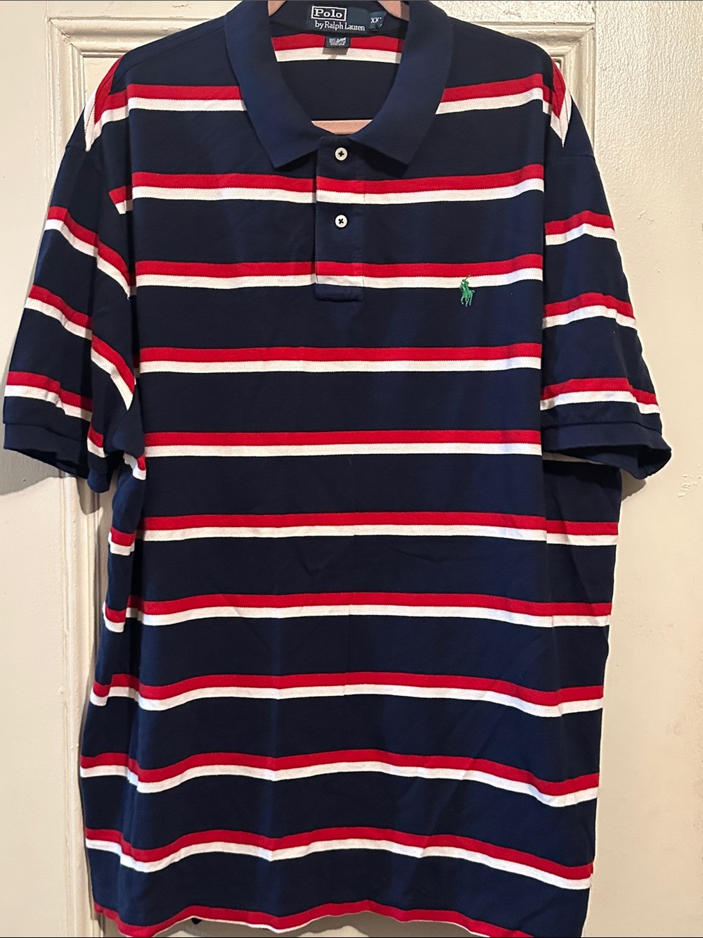 Polo by Ralph Lauren Navy Red White Striped Polo Shirt. XXL.